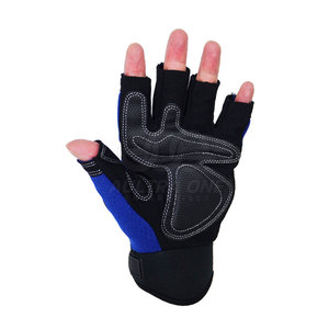 Guantes de Ciclismo de Cuero para Hombre, Medios Dedos, Transpirables, Antideslizantes, con Cierre de Velcro, para Ciclismo y Entrenamiento Físico - Product Image 4