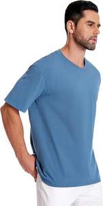 T-shirt à épaules tombantes 100% coton de haute qualité pour homme Tissu tricoté personnalisé - Product Image 3