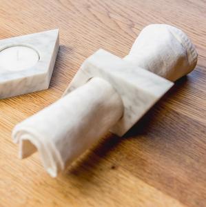 Natural beige marble <b>napkin</b> ring handmade solid stone dining table accessory smooth round <b>napkin</b> <b>holder</b> luxury table decor hotel - Product Image 2