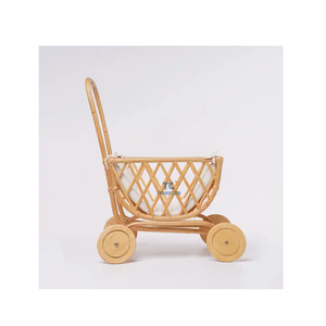 Natural Rattan Doll Stroller for 15-inch Dolls With Heart Handle Wholesale With <b>Cushion</b> or Not Wholesale - Product Image 4