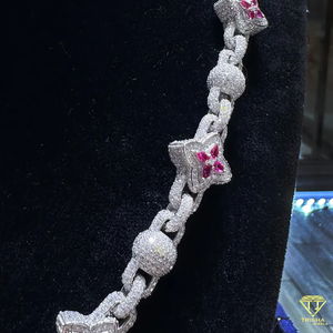 ห่วงโซ่ VVS ขนาดกว้าง8.5มม. VVS D ชุบทอง14K 925เงินสเตอร์ลิงเครื่องประดับแฟนซีส่วนบุคคล - Product Image 4