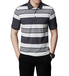 Premium hommes été pour polos rayé broderie Design Polyester coton tricoté tissu fil teint Technique solide - Product Image 1