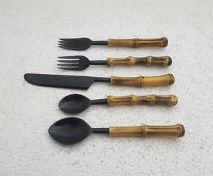 Juego de Cubiertos de Acero Inoxidable Pulido con Espejo, Aptos para Alimentos, con Mango de Resina Trenzada, para Hogar y Hoteles, Vajilla, Cubiertos de Mesa - Product Image 6