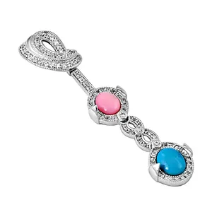 Colgante de Plata 925 con Turquesa en Forma de Espiga para Mujer, Engaste de Garra con Gema Rosa, Joyería Fina de Moda - Product Image 2