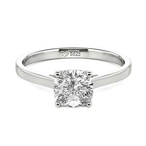 Jeulia Gold Plated Cushion Cut <b>Solitaire</b> Sterling <b>Silver</b> Fashion Engagement <b>Ring</b> - Product Image 1