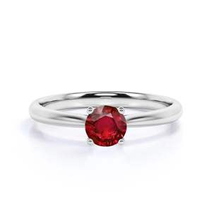 Bague de mariage classique en argent sterling 925 plaqué rhodium avec rubis de laboratoire de 1 carat et sertissage à griffes - Product Image 6
