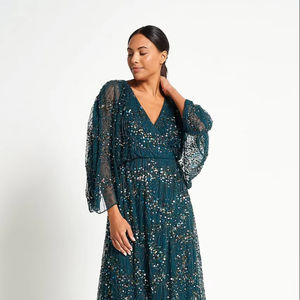 Vestido Largo de Lujo para Mujer, Corte en A, Antiestático, Transpirable, Plisado, con Sujetador Incorporado, para Fiesta, Ecológico - Product Image 1