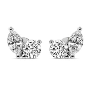 Pendientes de Diamantes Cultivados en Laboratorio Twin Gleam, 1 Ct Tw, Color F-G, Claridad VS, Cuatro Piedras, Oro Blanco de 14K, Doble Resplandor, Pieza de Joyería - Product Image 1