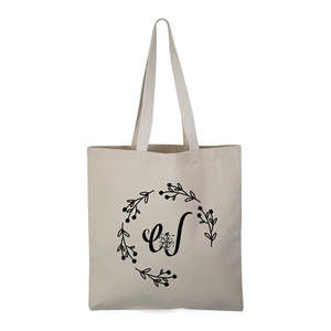 High Quality 'W' <b>Initial</b> Canvas Tote <b>Bag</b> Fashionable Solid Color <b>Initials</b> <b>Bag</b> with Large Capacity for Summer Use - Product Image 1