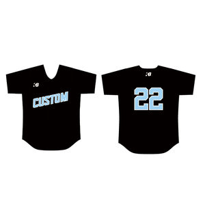 Maillots de baseball bleus à impression personnalisée, uniformes de baseball boutonnés - Product Image 5