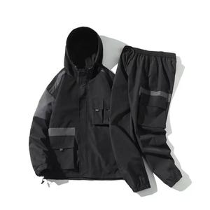 Chándal de gimnasio de alta calidad para hombre, conjunto de Sudadera con capucha, 100% algodón, bolsillo de carga liso, chándal con capucha para hombre - Product Image 1