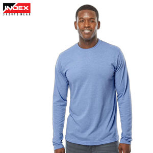 Venta al por mayor 170gsm Camiseta de cuello redondo en blanco para los hombres personalizados Loose Fit camisetas de manga larga con el logotipo de impresión - Product Image 1