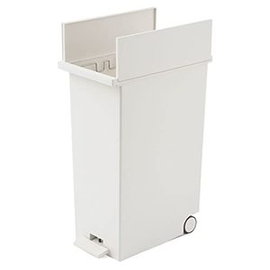 GREENSIDE Cubo de Basura Rectangular de Acero Inoxidable con Pedal de Doble Apertura, Ruedas y Tapa Separadora, 42L, Blanco, Compatible con Bolsas de Basura - Product Image 1