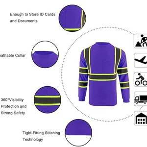 Wholesale Hi Vis tshirt Long Sleeve Security <b>shirt</b> Work wear 100% Polyester Waterproof Reflective safety T <b>shirt</b> - Product Image 5