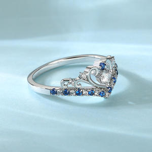Jeulia Princess Crown V <b>Ring</b> Round Cut Sterling Silver Solitaire <b>Adjustable</b> <b>Ring</b> - Product Image 6