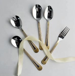 Juego de Cubiertos de Metal moderno de 12 piezas más vendidos, cubiertos de latón, aluminio y acero para eventos de boda, incluye cucharas, cuchillos, tenedores - Product Image 1