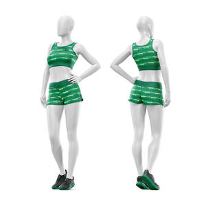 Ensemble de yoga personnalisé pour femmes, 2 pièces, soutien-gorge de sport à dos nageur et col rond, short taille haute, léger, respirant, écologique - Product Image 4