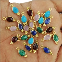 Pendentif en pierre précieuse poire facettée miniature 8x6mm avec monture en argent sterling plaqué or et breloque de fiançailles en diamant, bijoux d'Inde