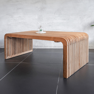 Mesa de centro de madera maciza de teca moderna minimalista de madera secada al horno Indonesia restaurante hogar café Hotel calidad interior único - Product Image 2