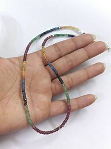 Collar de varias piedras preciosas de 3-4mm zafiro rubí Esmeralda con cuentas Rondelle Strand delicado capas joyería regalo para ella - Product Image 3