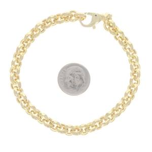 Chaîne Rolo en or véritable martelé solide plaqué or jaune 18 carats Bijoux de mode classiques pour femmes - Product Image 1