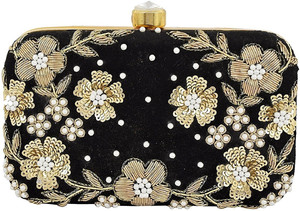 Pochette de broderie de perles de rocaille dorées Pochette de perles Conception complexe Petites perles artisanales florales cousues à la main - Product Image 2