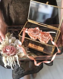 กล่องเครื่องประดับแก้วสี่เหลี่ยมสุดหรูพร้อมผิวสีทองดีไซน์เป็นมิตรกับสิ่งแวดล้อมเพื่อความหรูหราและการนำเสนอที่ประณีต - Product Image 4