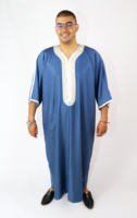 Gandoura marocaine de luxe pour hommes en bleu Robes caftan faites à la main 10 OEM Lavable Traditionnel Personnalisé Accepté OEM Avaliab