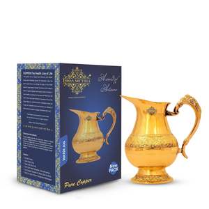 Embossed Design Pure Brass <b>Jug</b> Pitcher for <b>Drinks</b> and Tableware Handcrafted Gift Cup - Product Image 1
