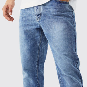 Jean droit de grande taille pour hommes, décontracté, design imprimé classique, foncé, délavé, livraison en gros - Product Image 5