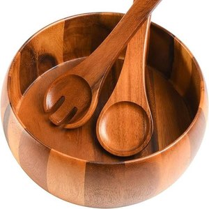 Tazón para Servir Ensaladas de Madera de Acacia Natural Esmaltada - Ecológico y Duradero, Tazones para Frutas Personalizados para Uso en el Hogar y Restaurantes - Product Image 5