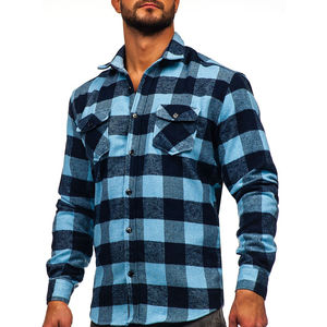 Chemises en flanelle de moto respirantes de couleur bleue avec chemise de motard en polyester multi-poches vente en gros de la meilleure qualité - Product Image 5