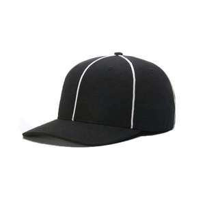 Casquette de baseball sportive noire imperméable à 6 panneaux avec passepoil blanc contrastant, ajustée, unisexe, décontractée, couleur unie, en coton, personnalisable - Product Image 3