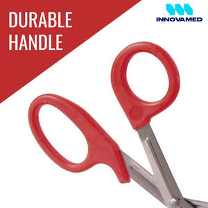 กรรไกรฉุกเฉิน7.5นิ้วสีแดงวัสดุสแตนเลสพลาสติกสำหรับใช้ทางการแพทย์หรือของใช้ส่วนตัวกรรไกรปฐมพยาบาลฉุกเฉิน - Product Image 3