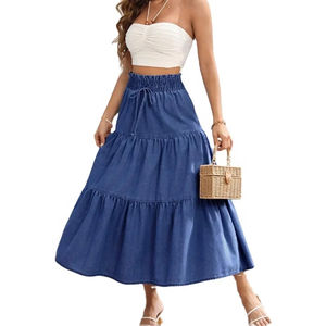 Jupe en denim de coton premium, design simple et sobre, couture de haute qualité, fabrication directe d'usine au Pakistan. - Product Image 4