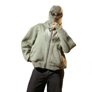 Pull à capuche brodé en double tricot multicolore turquoise pour hommes, couleur personnalisée, veste à capuche en molleton de coton 100% - Product Image 5