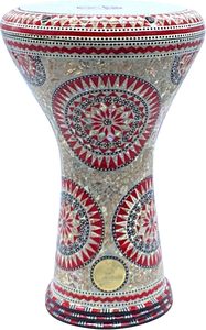 Gawharet El Fan 17,5 pouces, tambour égyptien professionnel rouge circulaire à effet soleil couchant, perle, doumbek darbuka - Product Image 3