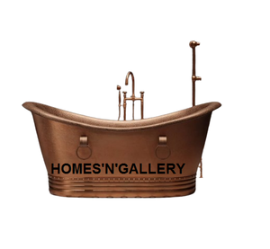 Bañera de cobre independiente con acabado de pátina de cobre antiguo hecha en India, baño de remojo personalizado con escurridor, precio competitivo - Product Image 1