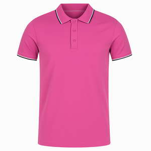 Polo à manches courtes en coton biologique respectueux de l'environnement Polo de couleur rose uni et durable pour les hommes Vente en gros pour les marques - Product Image 1