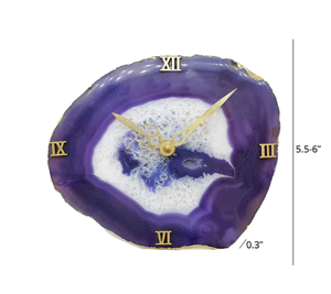 INCREÍBLE RELOJ DE ÁGATA CON SOPORTE DE MADERA/Relojes de mesa de posavasos de ágata galvanizada natural/RELOJES DE MESA DE ÁGATA VERDE - Product Image 4