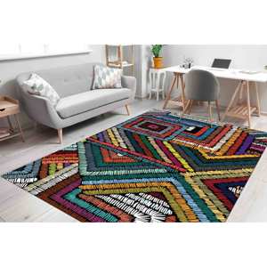 Tapis à motifs géométriques - Design moderne, ethnique et tendance pour la maison, tapis en velours - Product Image 1