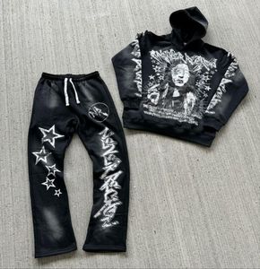 Sweat à capuche personnalisé de haute qualité Streetwear French Terry Sun Faded sérigraphie lavé à l'acide sweat à capuche pour hommes - Product Image 2