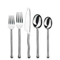 Ensemble de couverts en acier inoxydable plaqué argent de haute qualité avec fourchette, cuillère et couteau de service - Vaisselle élégante pour la cuisine par JN Crafts