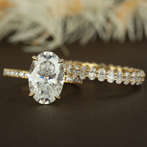 ชุดแหวนเพชรโมอิส VVS1สำหรับผู้หญิงชุดแหวนโซลิแทร์เพชร10K 14K 18K 925แท้ออกแบบได้ตามต้องการ2024 - Product Image 1