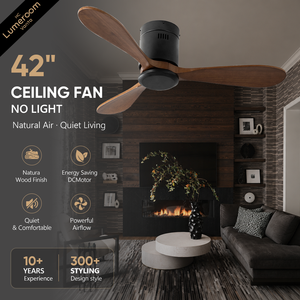 42 Inch Low Profile Solid Wood <b>Ceiling</b> <b>Fan</b> Without Light, Flush Mount Quiet DC Motor <b>Fan</b> <b>with</b> <b>Remote</b> <b>Control</b> - Product Image 1