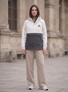 Anorak long blanc doux et anthracite, anorak Ripstop personnalisé avec logo OEM, streetwear unisexe fabriqué en usine - Product Image 1