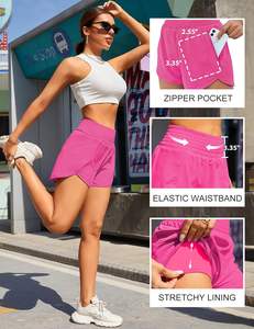 Short femme short athlétique taille haute short élastique imperméable de gymnastique et d'entraînement avec poche pour la course et le sport - Product Image 3