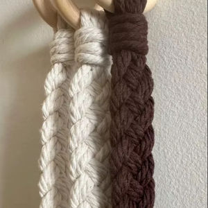 Sujetadores de Cortinas, Macramé Hecho a Mano con Elegante Cordón de 4 mm, Marrón y Beige, Accesorios Boho Chic para Ventanas - Product Image 1