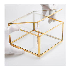 Boîte à bagues en verre transparent de qualité exceptionnelle, dernier design, boîte à bagues de mariage, porte-bague, plaqué or, bijoux et cosmétiques - Product Image 6