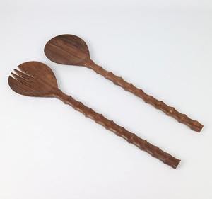 Dernier arrivage Serveur à salade en bois Cuillère Fourchette Service Set Manche brun Ustensile de service Serveur à salade Bois Résine Vaisselle Couverts - Product Image 6